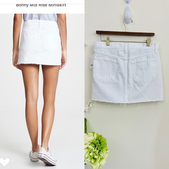 J Brand “Bonny” Embellished Denim White Mini Skirt - Picture 4 of 16